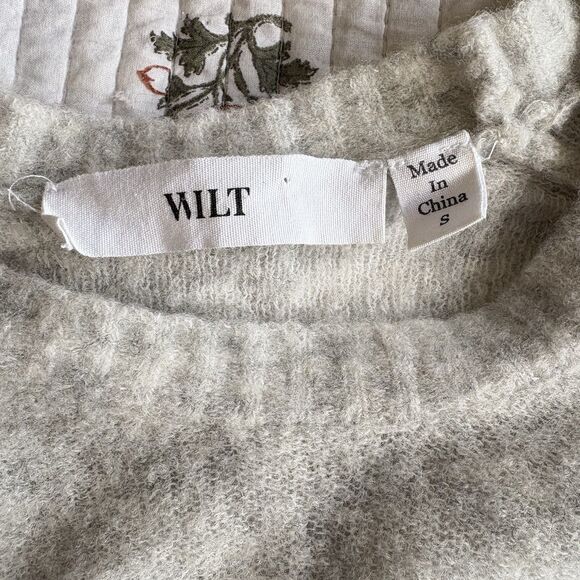 WILT by Anthropologie Striped Sweater M Gray Merino Wool Blend - Picture 7 of 7
